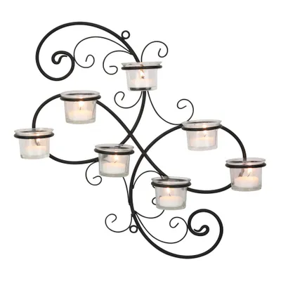 Modern Decorative Ivy Tea Light Candle Holder - Stonebriar Collection: Elegant Wall Sconce, 7 Glass Hurricanes