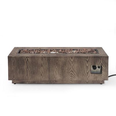 Wellington Outdoor 50000 BTU Rectangular Fire Pit Wood Pattern Brown - Christopher Knight Home