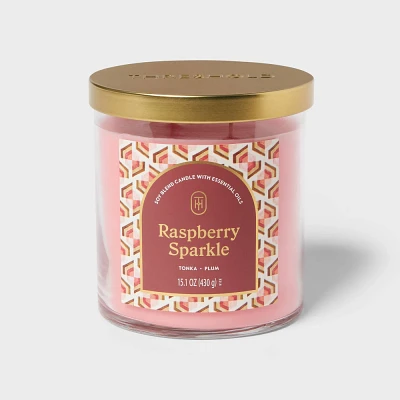 2-Wick Glass Jar Candle with Lid Raspberry Sparkle 15.1oz - Threshold