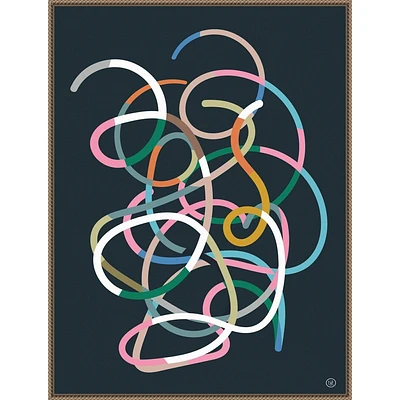 Amanti Art 32x42 Color Lines by Dan Hobday Framed Canvas Wall Art Print: Modern Abstract Lithograph, Bronze Frame