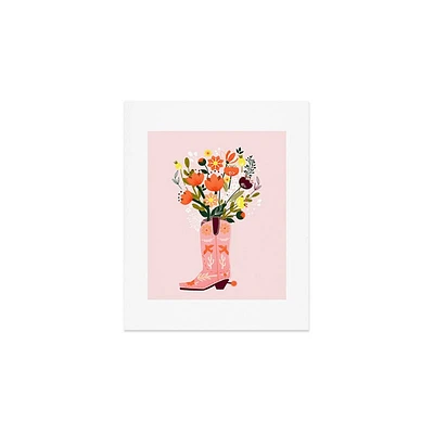 Deny Designs 8x10 Showmemars Pink Cowboy Boot and Wild Flowers Unframed Art Print