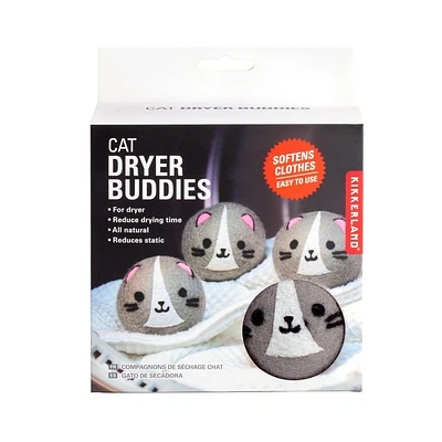 Cat Dryer Buddies: Kikkerland Unscented Reusable Dryer Balls, Lint Reducing, Box of 4