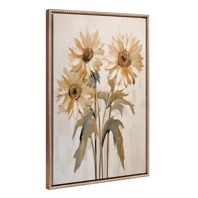 Kate & Laurel All Things Decor 23x33 Sylvie Beaded Soft Sunflowers Framed Canvas by The Creative Bunch Studio Gold