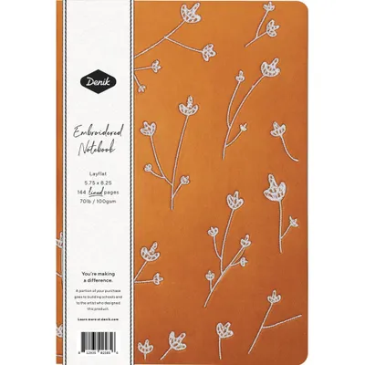 Denik Lined Journal Layflat with Ribbon Page Marker - Samantha: Leather Hard Cover, Narrow Ruled