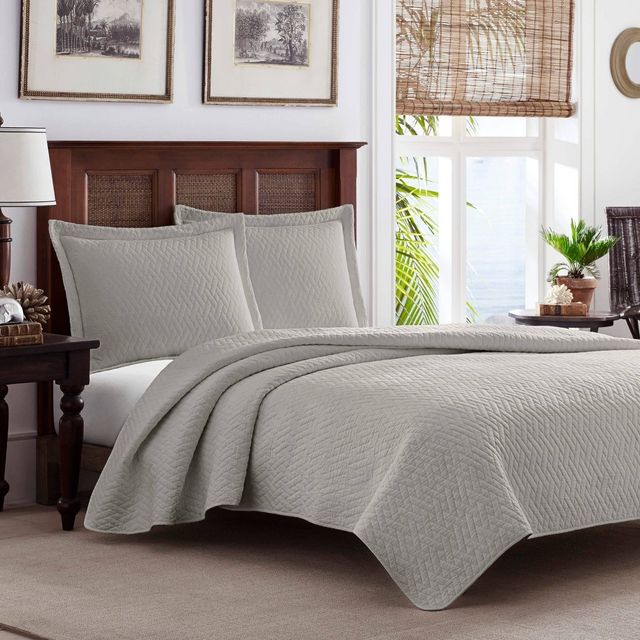 Twin Solid Pelican Quilt & Sham Set Gray - Tommy Bahama