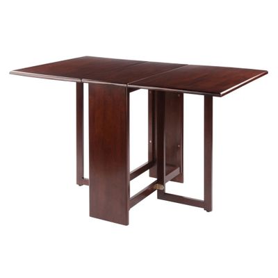 Clara Double Drop Leaf Dining Table Walnut - Winsome: Gateleg, Folding, Seats 4