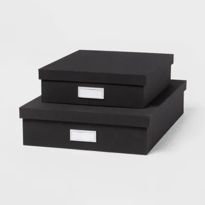 Canvas Desk Storage Box Set Of 2 Gray - Brightroom™ : Target