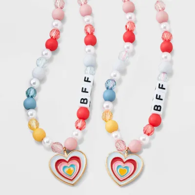 Girls 2pk Heart Charms BFF Necklace Set - Cat & Jack