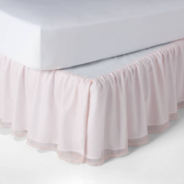 Queen Glitter Dot Tulle Kids Bedskirt Pink - Pillowfort