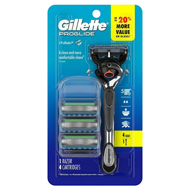 Gillette ProGlide Razor for Men - Handle + 4 Blade Refills