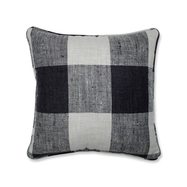 x Check Please Square Throw Pillow Black - Pillow Perfect: Weather-Resistant