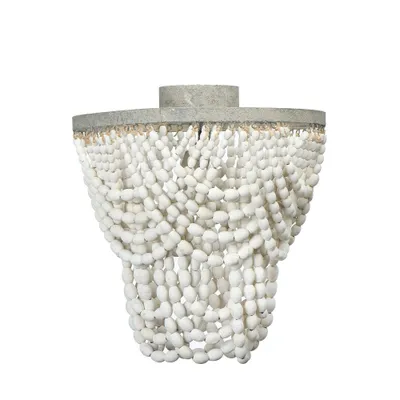 Tiered Draped Wood Bead and Metal Semi-Flush Light - Storied Home