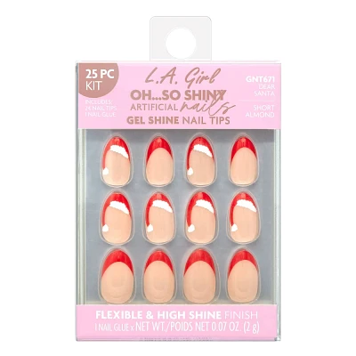 L.A. Girl Oh So Shiny Fake Nails - Dear Santa - 25ct