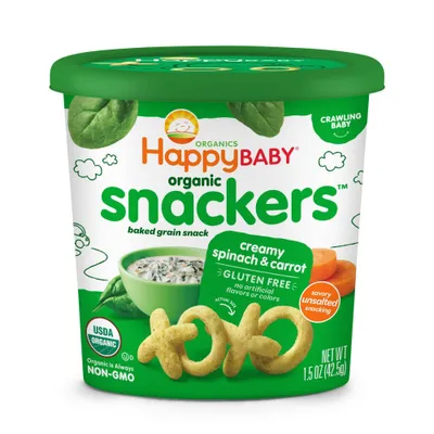 Happy Baby Organics Organic Snackers Gluten Free Baked Grain Creamy Spinach - 0.5oz