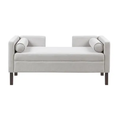 Blakely Upholstered Accent Bench Gray: Madison Park, Mid-Century, with Bolster Pillows, Wood Legs