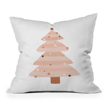 16x16 Orara Studio Christmas Tree Square Throw Pillow Pink/White - Deny Designs