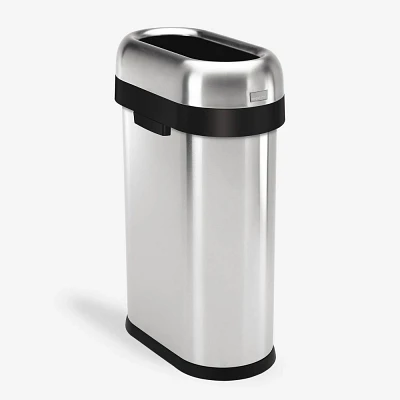 simplehuman 13 Gallon Slim Open Top Commercial Trash Can Stainless Steel