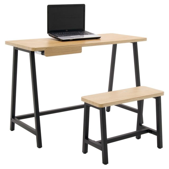 Craft Desk Wood Light Brown - Studio Designs: Home Office Furniture Set with Bench, Laminated Surface