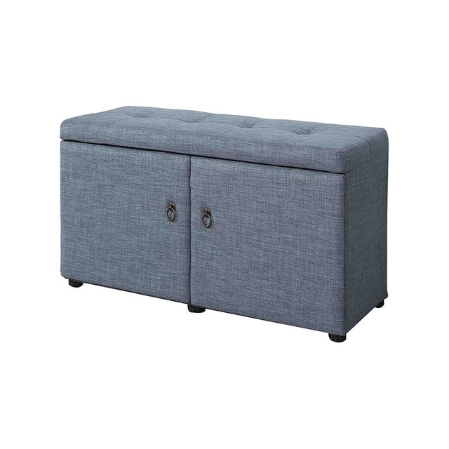 Ore International 18 Shoe Storage Ottoman  : Upholstered Rectangular Bench with Wood Composite Frame