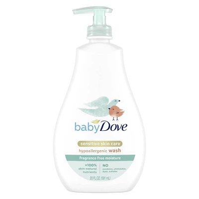 Baby Dove Fragrance Free Moisture Baby Body Wash & Shampoo Hypoallergenic for Eczema-Prone Skin