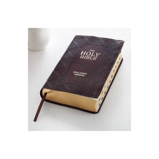 KJV Giant Print Lux-Leather Pattern Dark Brown - Large Print (Leather Bound)