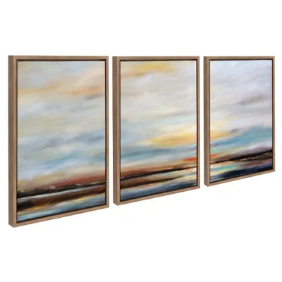 (Set of 3) 18 x 24 Sylvie Carolina Sunset Framed Canvas by Mary Sparrow Gold - Kate & Laurel All Things Decor