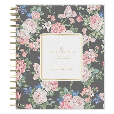 Day Designer 2025 Daily/Monthly Planner 10.16x9.49 Wirebound Rose Garden: Adult Stationery, Tabs, 8x10, January-December