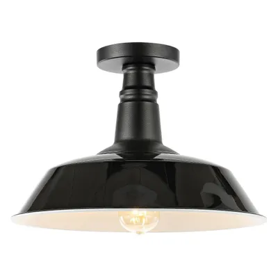 14 1-Light Camila Classic Industrial Indoor/Outdoor Iron LED Semi Flush Mount - Y: - LED