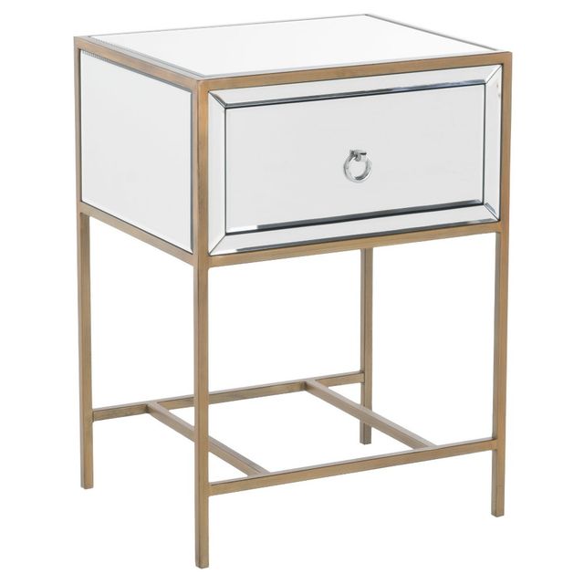 Rodeo End Table Mirrored  - Christopher Knight Home: Iron Frame, No Assembly, Rectangular Accent Table with Drawer