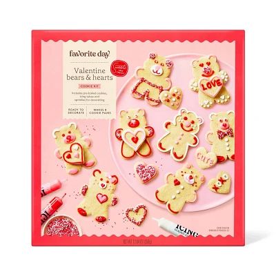 Valentines Teddy Bear Heart Ready to Decorate Cookie Kit - 12.64oz - Favorite Day