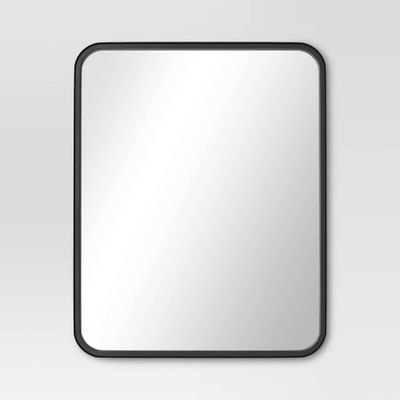 30 x 24 Rectangular Decorative Wall Mirror with Rounded Corners Black - Project 62