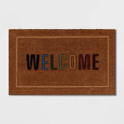 16x26 Welcome Coir Doormat Multi/Natural - Threshold