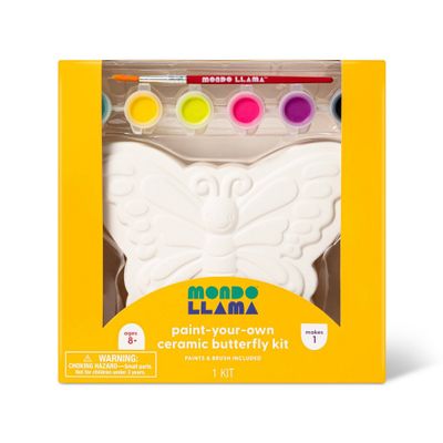 Paint-Your-Own Ceramic Butterfly Craft Kit - Mondo Llama: DIY Art Kit with Paint & Brush, Ages 8+