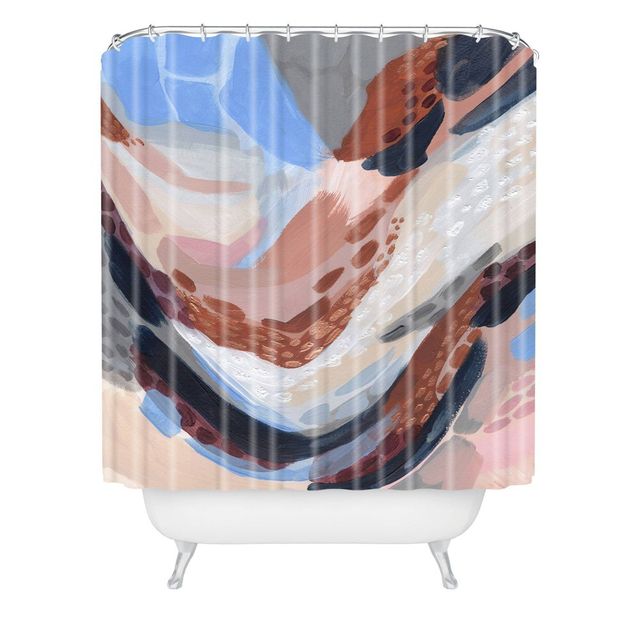 Laura Fedorowicz Waters Rise Shower Curtain Blue - Deny Designs: Polyester, Microfiber, Machine Washable, Buttonhole Top