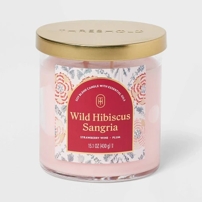 2-Wick Lidded Glass Jar Candle Wild Hibiscus Sangria 15.1oz - Threshold