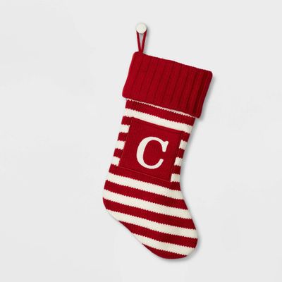 Knit Striped Monogram Christmas Stocking C - Wondershop