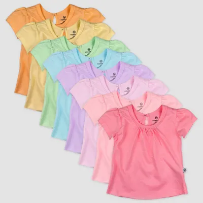 Honest Baby Girls 8pk Rainbow Organic Cotton Puff Sleeve T-Shirt