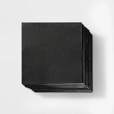 30ct Beverage Napkins Black - Spritz