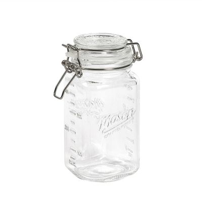 Mason Craft & More 2L Set of 2 Clamp Jars: Wide Mouth Glass Canning Jars, 67.6 oz Capacity, Hand Wash, Clear