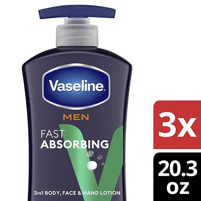 Vaseline Intensive Care Mens Fast Absorbing Hand and Body Lotion Scented - 20.3 fl oz/3ct