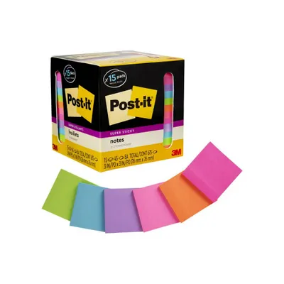 Post-it 15pk Super Sticky Notes 3x3