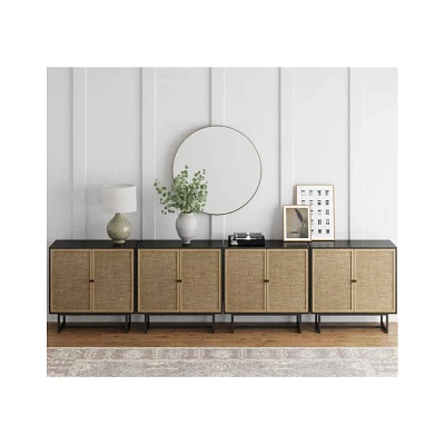 Nathan James Set of 4 Kova Rattan Console Table with Doors