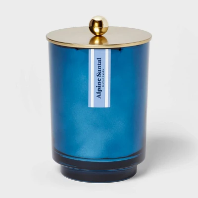 2 Wick Lidded Glass Candle Alpine Santal 18oz Blue - Threshold