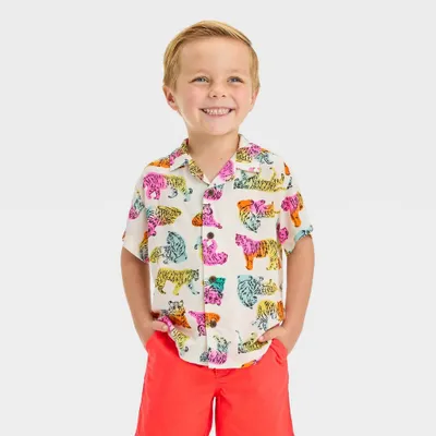 Toddler Boys Rainbow Tiger Challis Shirt