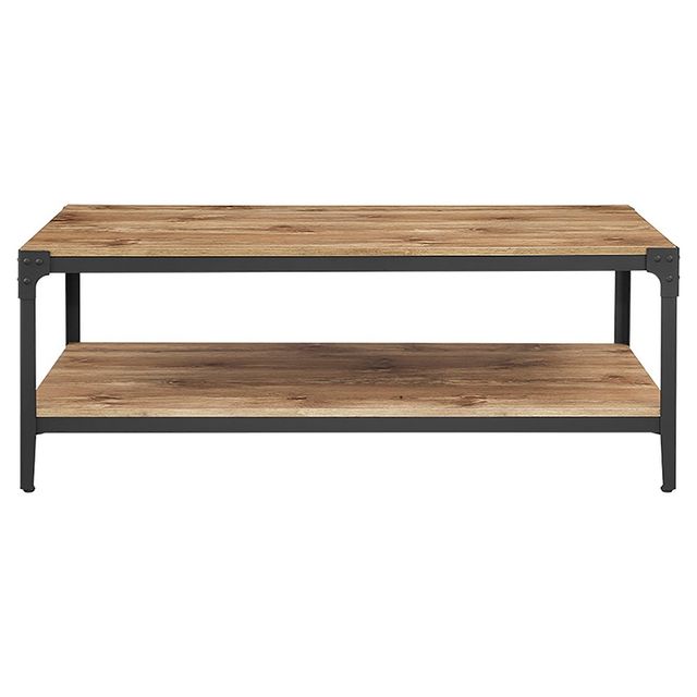 Saracina Home Benny Urban Industrial Angle Iron Coffee Table : Square Design with Fixed Shelf, Metal Frame