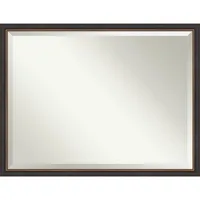 43 x 33 Beveled Ashton Black Wood Wall Mirror - Amanti Art: Modern Rectangular, No Assembly, Includes Hardware