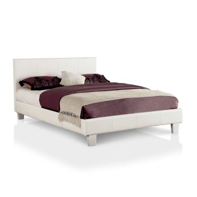 Queen Frank Upholstered Bed White - HOMES: Inside + Out: Faux Leather, Platform, No Box Spring Required