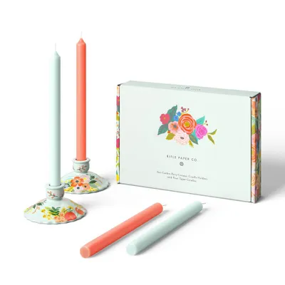 Rifle Paper Co. x Target Set of 4 Taper Candles with Set of 2 Candlestick Holders