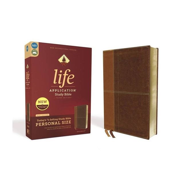 Niv, Life Application Study Bible, Third Edition, Personal Size, Leathersoft, Brown, Red Letter Edition - by Zondervan (Leather Bound)