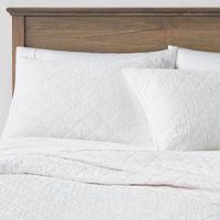 Twin/Twin Extra Long Diamond Stitch Cotton Linen Quilt White - Threshold: OEKO-TEX Certified, Midweight Coverlet